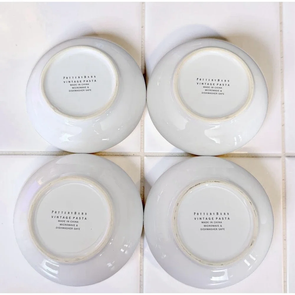 Pottery Barn Vintage Pasta Olive Oil Dipping Bowls Parmigiano Cheese Bowl Set